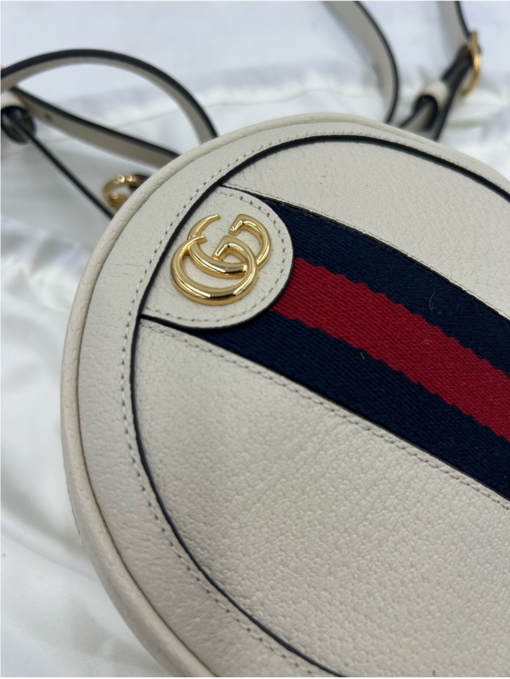 Gucci Ophidia Leather Round Crossbody with Red & Blue Web Stripe and iconic logo - Picture 11 of 13